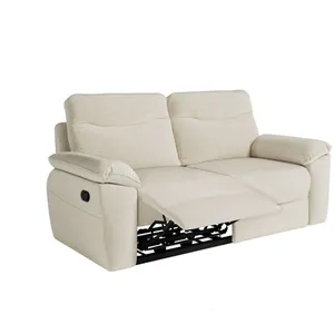 Loungitude Canapé de relaxation manuel ROSS 3 places en tissu - Beige pas cher