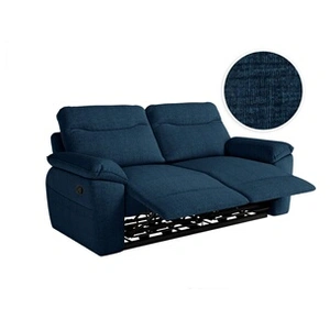 Loungitude Canapé de relaxation manuel ROSS 3 places en tissu texturé 3D - Bleu foncé pas cher