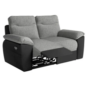 Loungitude Canapé de relaxation électrique ROSS 2 places en tissu et simili - Noir/Gris pas cher