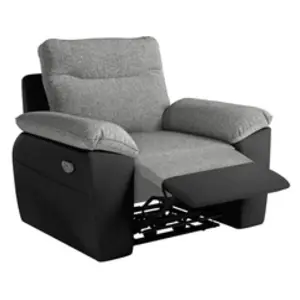 LOUNGITUDE Fauteuil de relaxation électrique ross en tissu et simili - Noir/GrisVendu parconforama