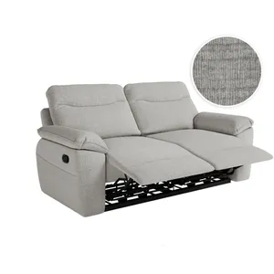 Loungitude Canapé de relaxation manuel ROSS 3 places en tissu texturé 3D - Gris clair pas cher