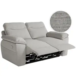 LOUNGITUDE Canapé de relaxation électrique ROSS 2 places en tissu texturé 3D - Gris clair pas cher