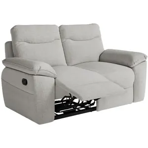 LOUNGITUDE Canapé de relaxation manuel 2 places en tissu texturé 3D - Gris clair pas cher
