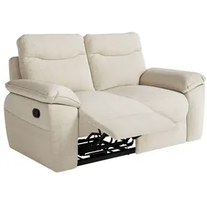 Loungitude Canapé de relaxation manuel ROSS 2 places en tissu texturé 3D - Beige pas cher