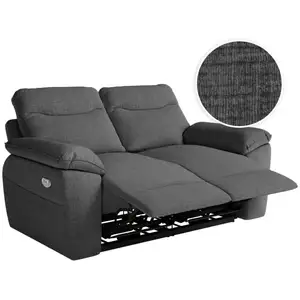 LOUNGITUDE Canapé de relaxation électrique 2 places tissu texturé 3D - Gris foncé pas cher