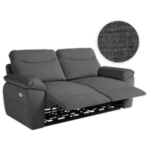 Loungitude Canapé de relaxation électrique ROSS 3 places en tissu texturé 3D - Gris foncé pas cher
