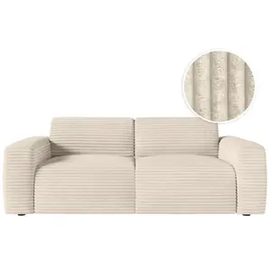 LOUNGITUDE Canapé convertible couchage 140x190cm matelas 17cm velours beige pas cher