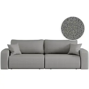 Usinestreet Canapé droit 3 places convertible en tissu bouclette - Gris pas cher