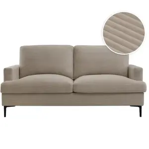 LOUNGITUDE Canapé droit 3 places talma en velours côtelé taupe TALMA pas cher