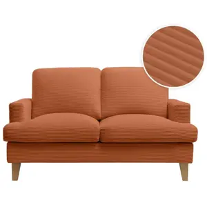 LOUNGITUDE Canapé droit 2 places talma en velours côtelé terracotta TALMA pas cher