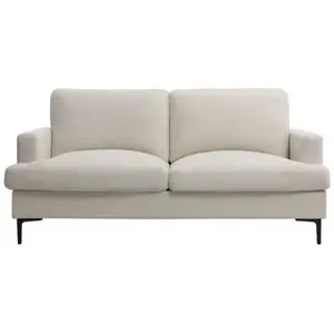 LOUNGITUDE Canapé droit talma 3 places en tissu beige pieds métal TALMA pas cher