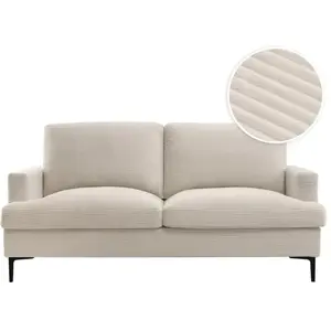 LOUNGITUDE Canapé droit 3 places talma en velours côtelé beige TALMA pas cher