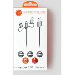 Cable charge 3 en 1 lightning micro usb et usb c Mobility Lab TEL309972Vendu parmonoprix
