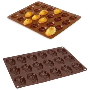 Mathon Lot de 2 Flexi'plaques en silicone 18 madeleines et 24 mini-madeleines... pas cher