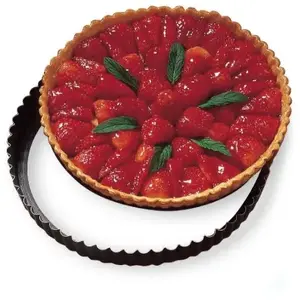 Moule à tarte amovible acier revêtu bords cannelés 24,5 cm Mathon pas cher