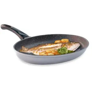 Poêle à poisson ovale revêtement Dur comme la pierre 34 cm Mathon pas cher
