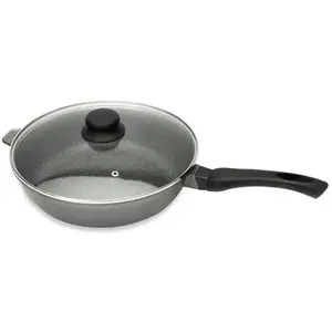 Sauteuse revêtement Dur comme la pierre 24 cm et couvercle en verre Mathon pas cher