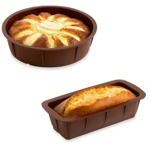 Mathon Lot de 2 Flexi'Moules en silicone - 1 cake 24 cm et 1 rond 24 cm Matho... pas cher