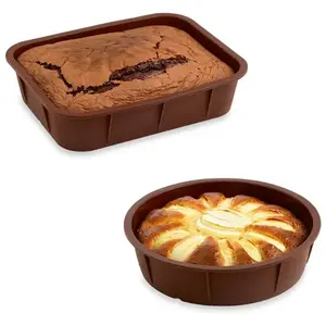 Lot de 2 Flexi' Moules en silicone - 1 rectangle 28 cm et 1 rond 24 cm...