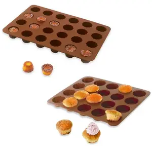 Mathon Lot de 2 Flexi'Plaques en silicone - 20 mini-muffins et 24 mini-canelé... pas cher