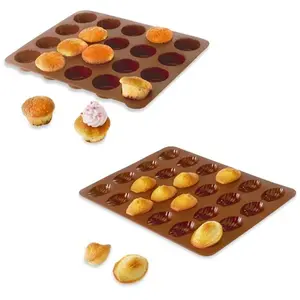 Mathon Lot de 2 Flexi'Plaques en silicone - 20 mini-muffins et 24 mini-madele... pas cher