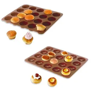 Mathon Lot de 2 Flexi'Plaques en silicone - 20 mini-muffins et 20 mini-savari... pas cher