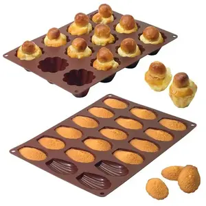 Mathon Lot de 2 Flexi'moules : 1 plaque 18 madeleines + 1 plaque 12 briochett... pas cher
