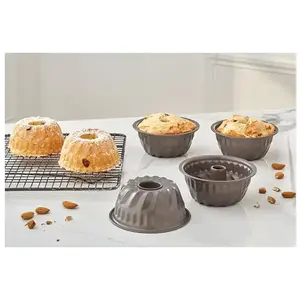 Comparateur de prix : Set de 4 moules à mini kouglof acier revêtement antiadhérent 10 cm Mathon