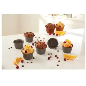 Set 6 moules à gros muffins acier revêtement antiadhérent 7,3 cm Mathon pas cher