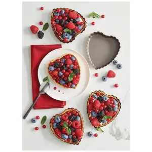 Mathon Set de 4 moules à tartelette coeur revêtement antiadhérent 11 c... pas cher