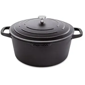 Cocotte légère ronde en fonte d'aluminium 28 cm 6,7 L coloris noir Mathon pas cher
