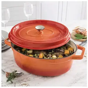Cocotte en fonte orange ovale 33 cm 6 L Mathon