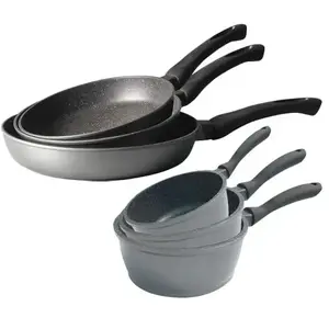 Batterie de cuisine 6 pièces Dur comme la pierre 3 poêles et 3 cassero...Vendu parmathon
