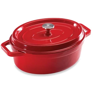 Cocotte en fonte ovale 33 cm 6 L rouge Mathon