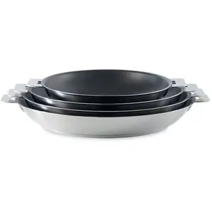 Lot Poêles antiadhérentes inox Strate 20, 24, 26 et 28 cm Cristel pas cher