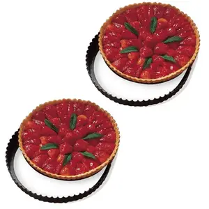 Lot 2 moules à tarte rond amovibles 24,5 cm et 28 cm Mathon pas cher