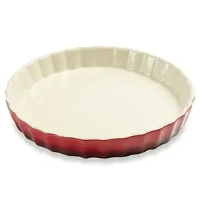 Moule à tarte en céramique 24 cm rouge Mathon pas cher
