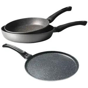 Mathon Lot 3 pièces - 2 poêles 24 et 28 cm et une Crêpière avec revêtement Du... pas cher
