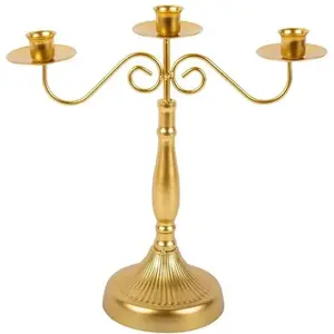 RueDeLaFete CHANDELIER 3 BRANCHES SYMPHONIE 32CM OR MAT pas cher