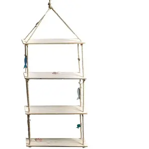 RueDeLaFete Etagères La Balnéaire bois blanchi à suspendre 45cm x 1,17m pas cher