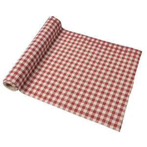 CHAKS chemin de table lin vichy rétro 28cmx5m rouge - artifetes 75535 pas cher
