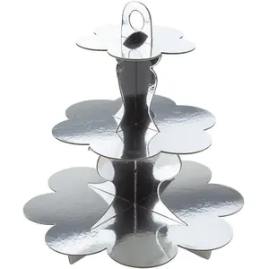 Comparateur de prix : présentoir 3 étages en carton argent 34cm - artifetes 79573