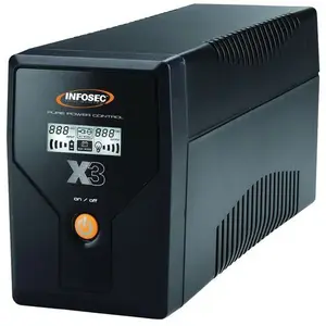 Comparateur de prix : Infosec X3 EX Onduleur 650 VA 2 Prises Schuko-FR RJ11-45 LCD USB Noir