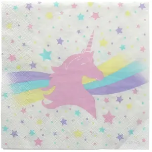 RueDeLaFete Paquet de 20 SERVIETTES Licorne 33 x 33cm pas cher