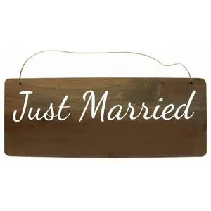 RueDeLaFete PANCARTE bois naturel Just Married 35cm pas cher