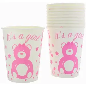 Comparateur de prix : Lot de 10 Gobelets Baby Shower GIRL en carton 25 cl