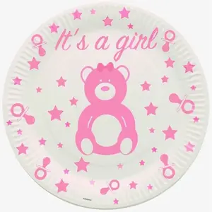Comparateur de prix : Paquet de 10 Assiettes Baby Shower GIRL en carton 23cm