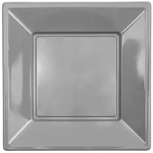 Comparateur de prix : Lot de 12 petites Assiettes carrées plastique 18cm, Gris