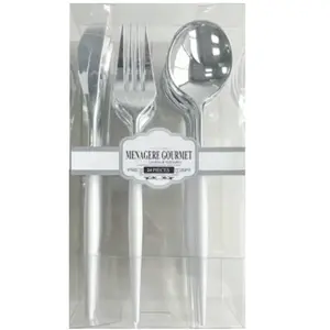 Comparateur de prix : Boite ménagère GOURMET - 24 couverts - plastique design - blanc/Argent
