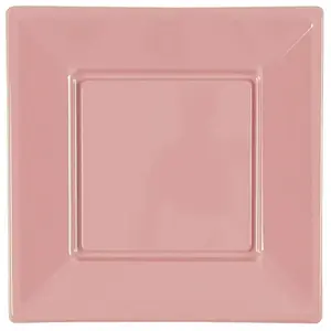 Comparateur de prix : Lot de 12 petites Assiettes carrées plastique 18cm, Rose
